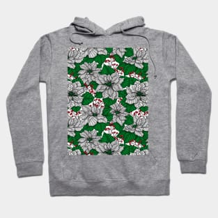 White poinsettia, Christmas pattern Hoodie